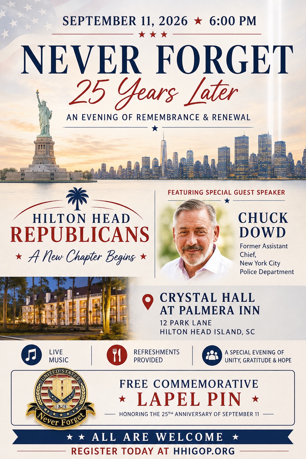 Never Forget 25 Years Later event flyer